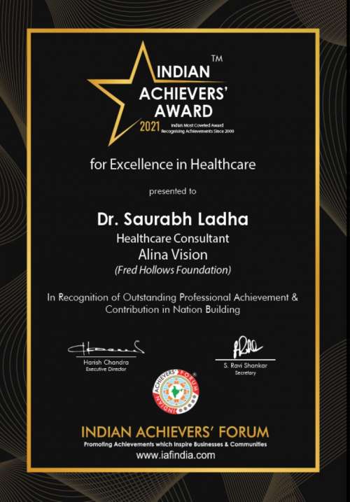 Indian Achievers' Award for Excellence in Healthcare 2021